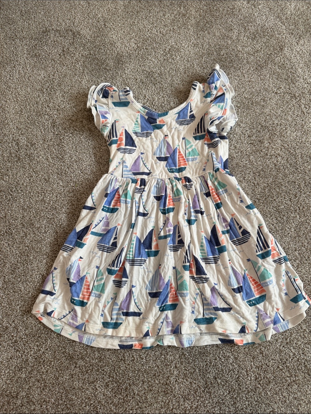 Little sleepies Girls' White Sailboat Print Dress
